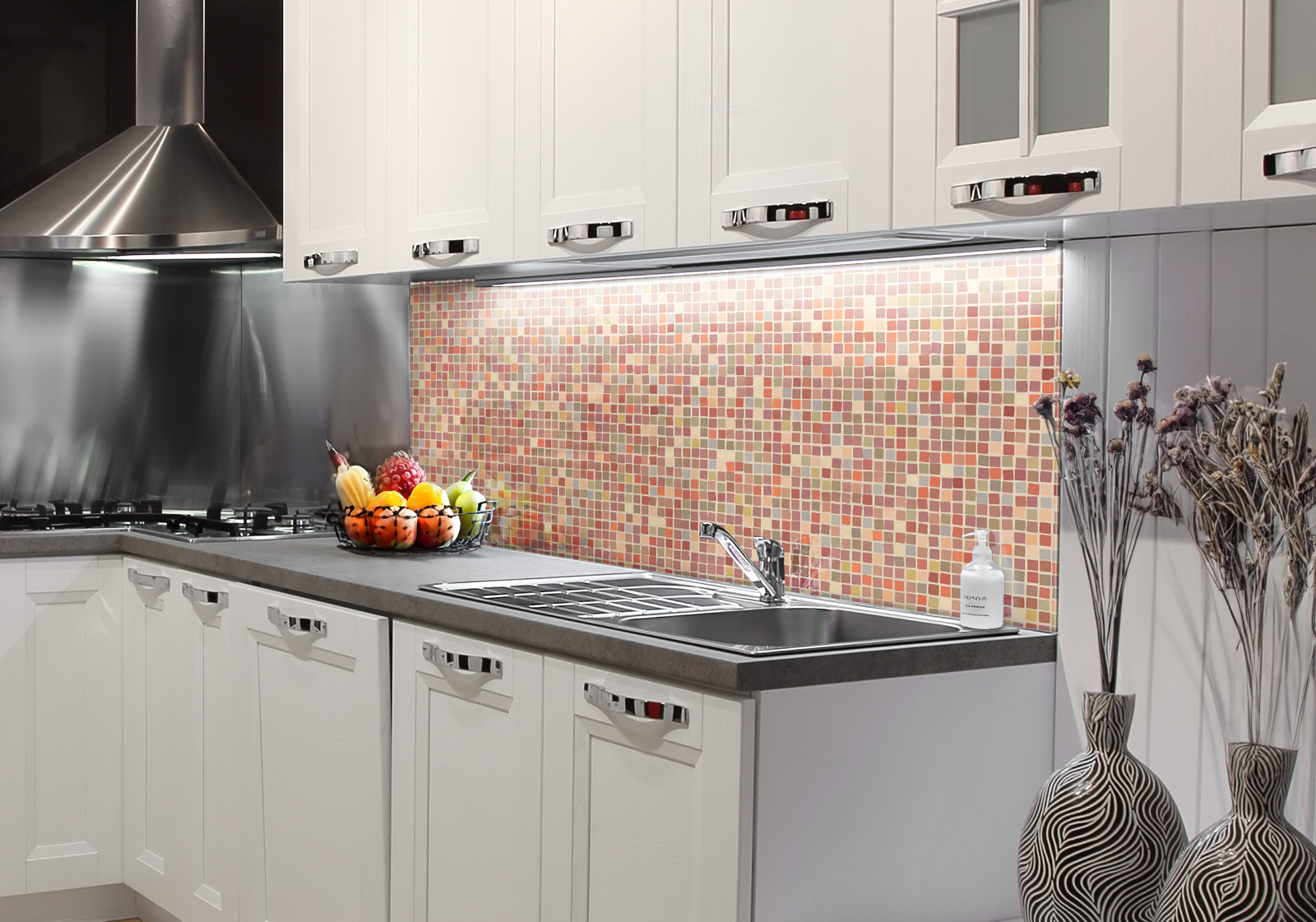 Küchenrückwand - Bunte Mosaik Fliesenoptik