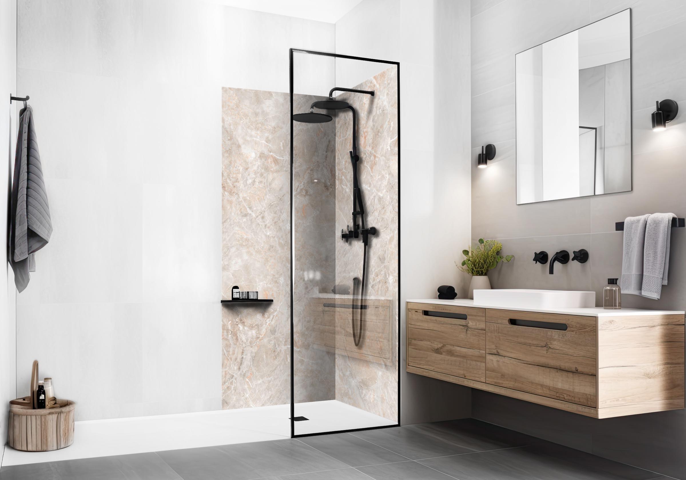 Duschrückwand für das Bad mit Motiv Marmor v3