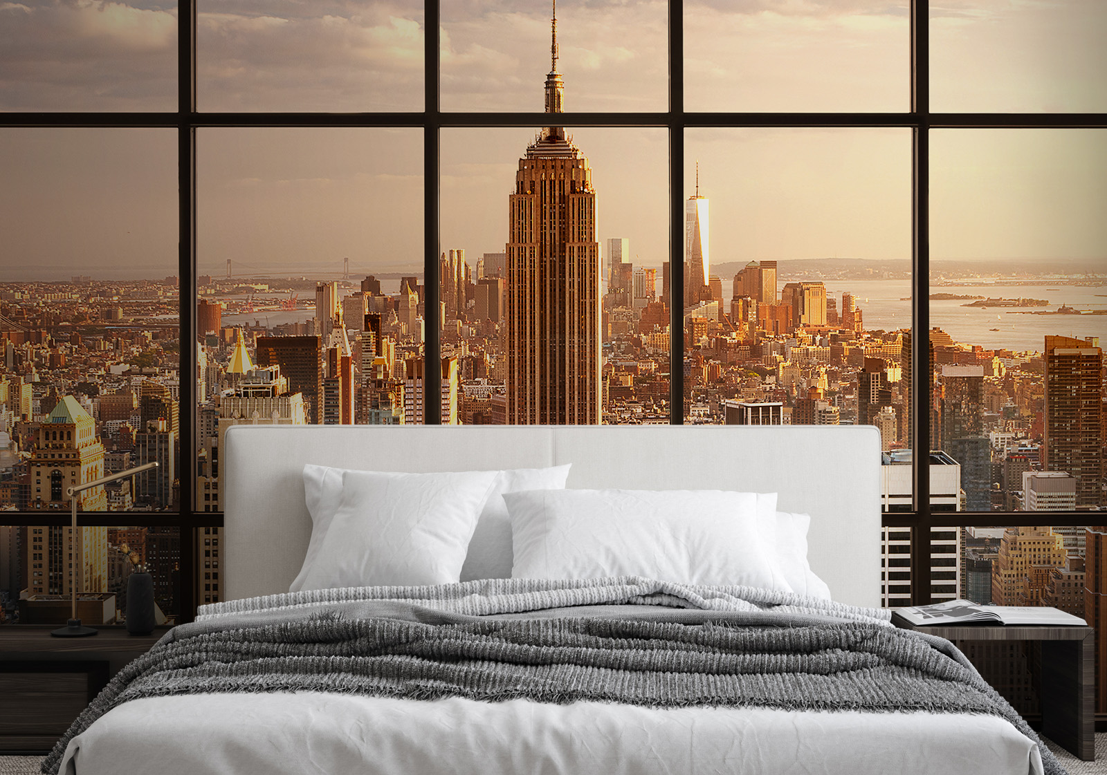 Wandverkleidung für das Schlafzimmer - New York mit Blick auf das Empire State Building