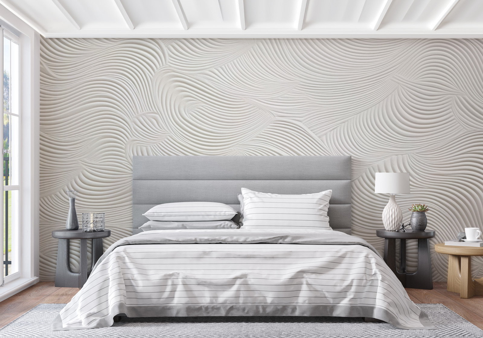 Wandverkleidung für das Schlafzimmer - Fließende Wellenlandschaft