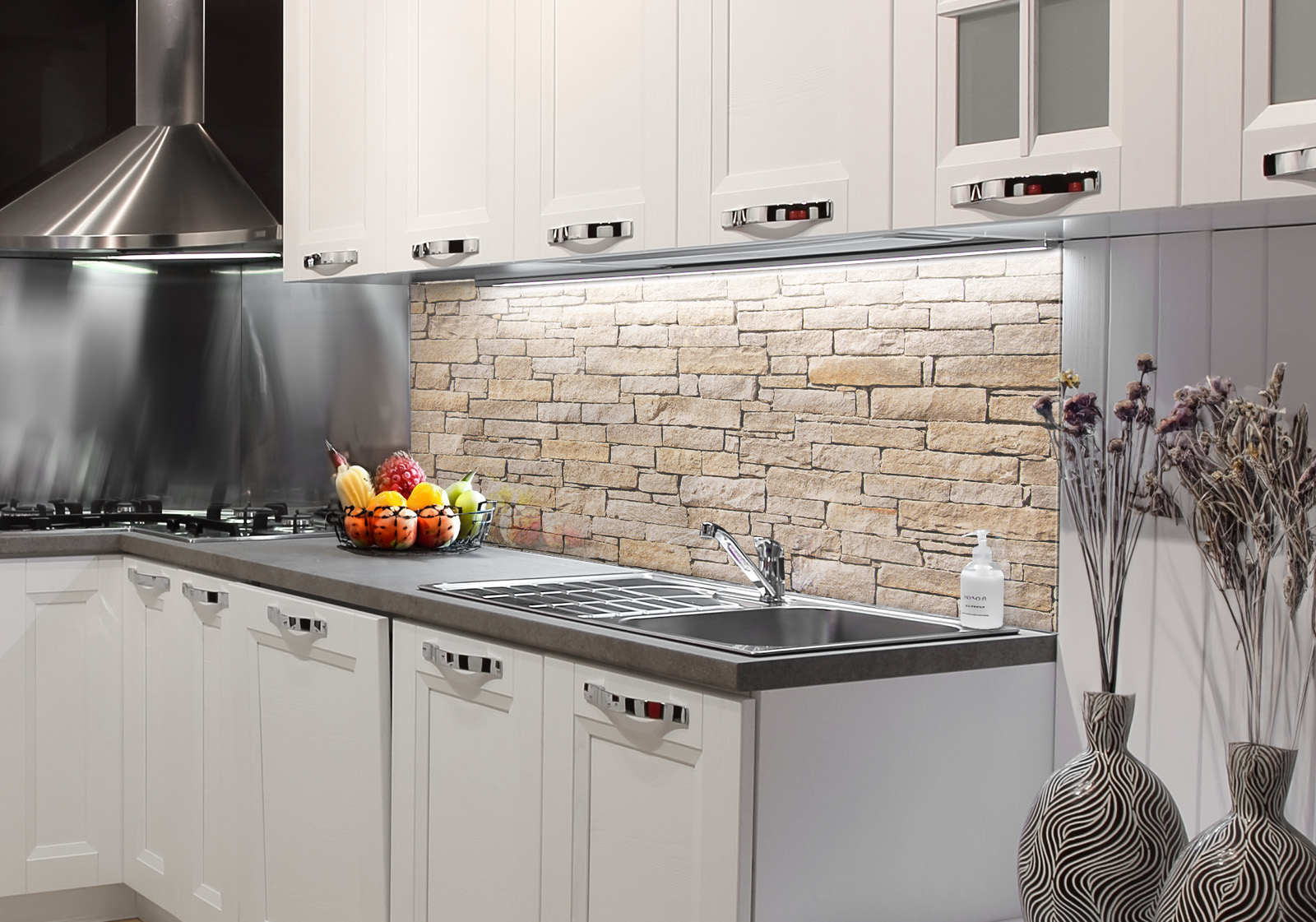 Küchenrückwand und Spritzschutz mit Motiv Steine v1